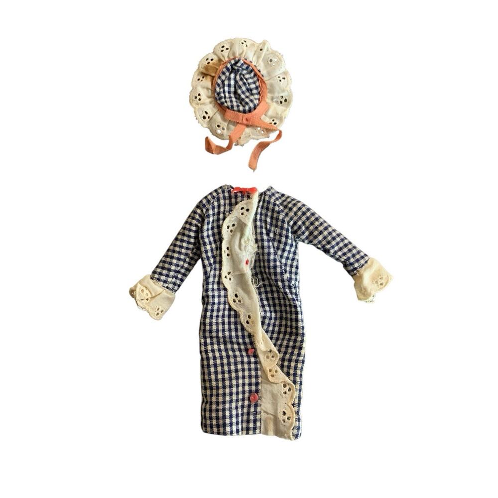 Vintage Barbie Francie Side Kick 1273 Gingham Dress Hat 1967 Mattel C11